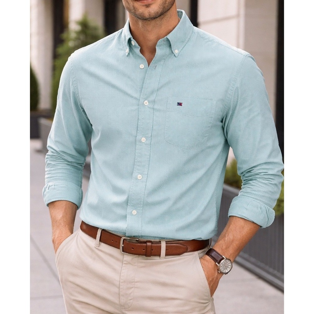 Tommy Hilfiger Classic Fit Button Down Mens Small Teal‎